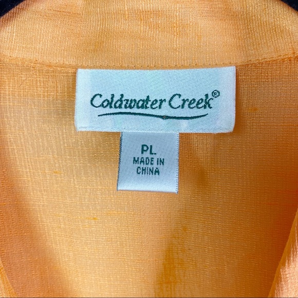 Coldwater Creek Cantaloupe Orange Pleated Front Button Up Top PLarge - Picture 3 of 7